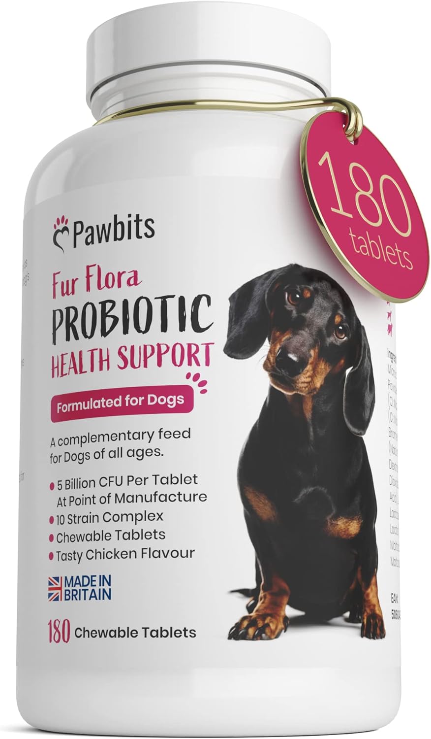 180 Canine Probiotics & Prebiotics Tablets for Dogs – 5 Billion CFU Tablet Chicken Flavour Chewable Dietary Supplements -10 Strain Complex for Digestive Support, Gut Health, Bad Breath & Itchy Skin?5060435209893