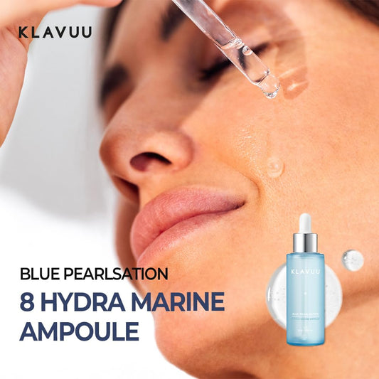 Blue Pearlsation 8 Hydra Marine Ampoule - Enriched With Hyaluronic Acid For Dual-Layered Skin Hydration & Panthenol Nourishment - Ideal For Sensitive Skin Types – 1.69 Floz