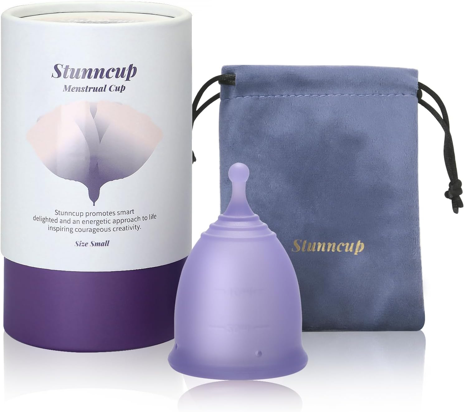 Soft Menstrual Cup - Medical Grade Silicone Reusable Period Cup - BPA Free Comfortable Flexible Menstrual Cup Wear for 12 Hours (Violet, Samll)