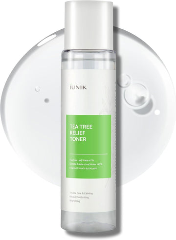 Iunik Tea Tree Relief Vegan Face Toner - Facial Moisturizer Acne-Prone Irritated Skin W Tea Tree 67% Centella Asiatica 19.5% 6.7 Fl Oz Sensitive Skin Breakout Rosacea Blemish Plant-Based Ingredients