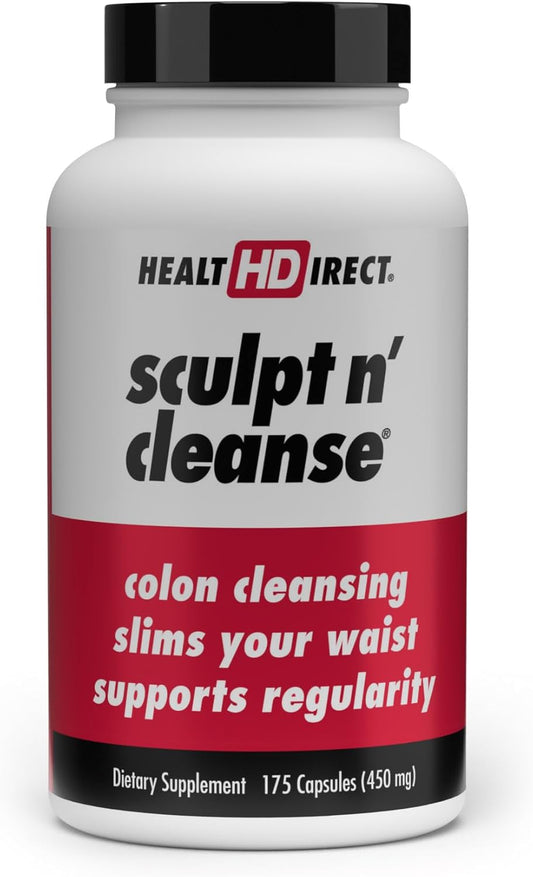 Health Direct Sculpt N' Cleanse - Herbal Colon Cleanse For Digestive Health & Regularity - Natural Detox & Gut Flush Supplement - 100 Veggie Capsules