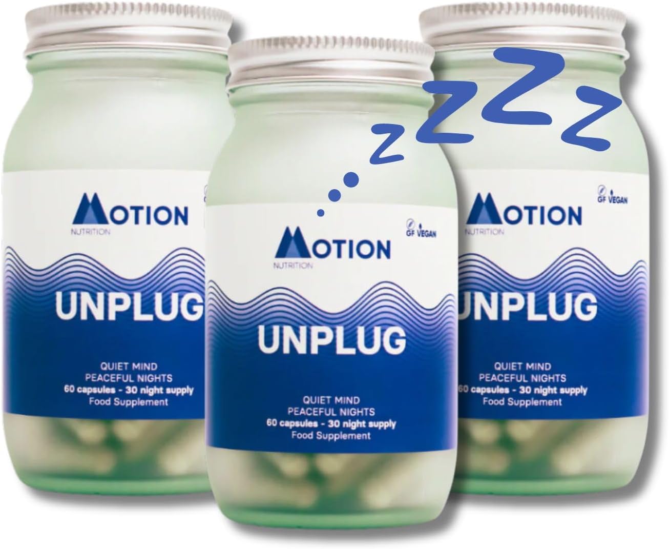 Motion Nutrition Unplug Night Time Nootropic (60 Capsules) | Award Winning Natural Sleep Aid To Calm Your Mind, Help You Fall Asleep Faster & Wake Up Well Rested | Sedative Free | Vegan & Made In Uk