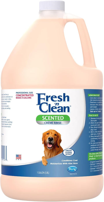 Pet-Ag Fresh ’N Clean Scented Creme Rinse, Classic Fresh Scent (7:1 Concentrate) - 1 Gallon - Conditions Coat And Moisturizes Skin With Vitamin E & Aloe Vera - Soap Free