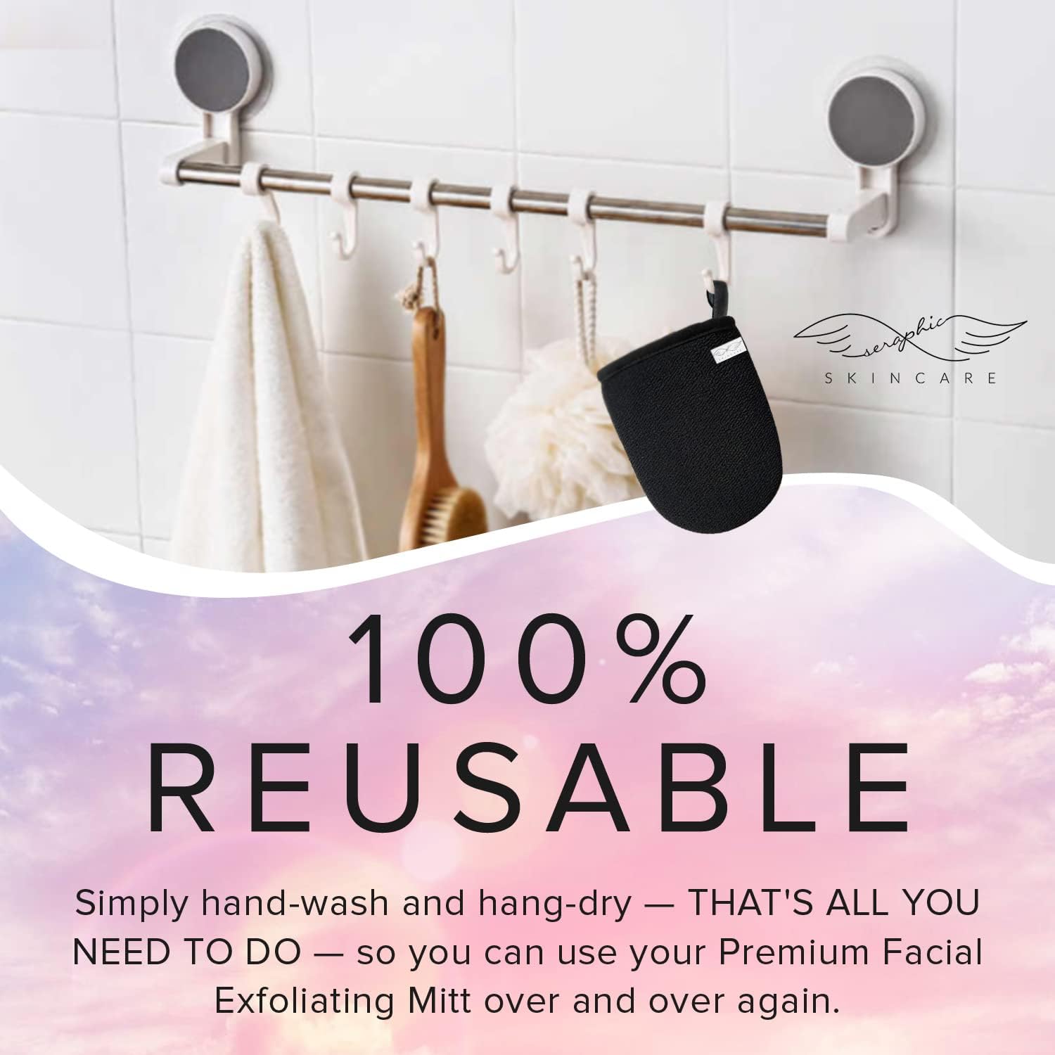 Seraphic Skincare Korean Exfoliating Mitt - Facial Exfoliating Scrub, Exfoliator Gloves - Face Cleaning Mitten, Self Exfoliator Glove - Chemical-Free Exfoliation, Dead Skin Remover : Beauty & Personal Care