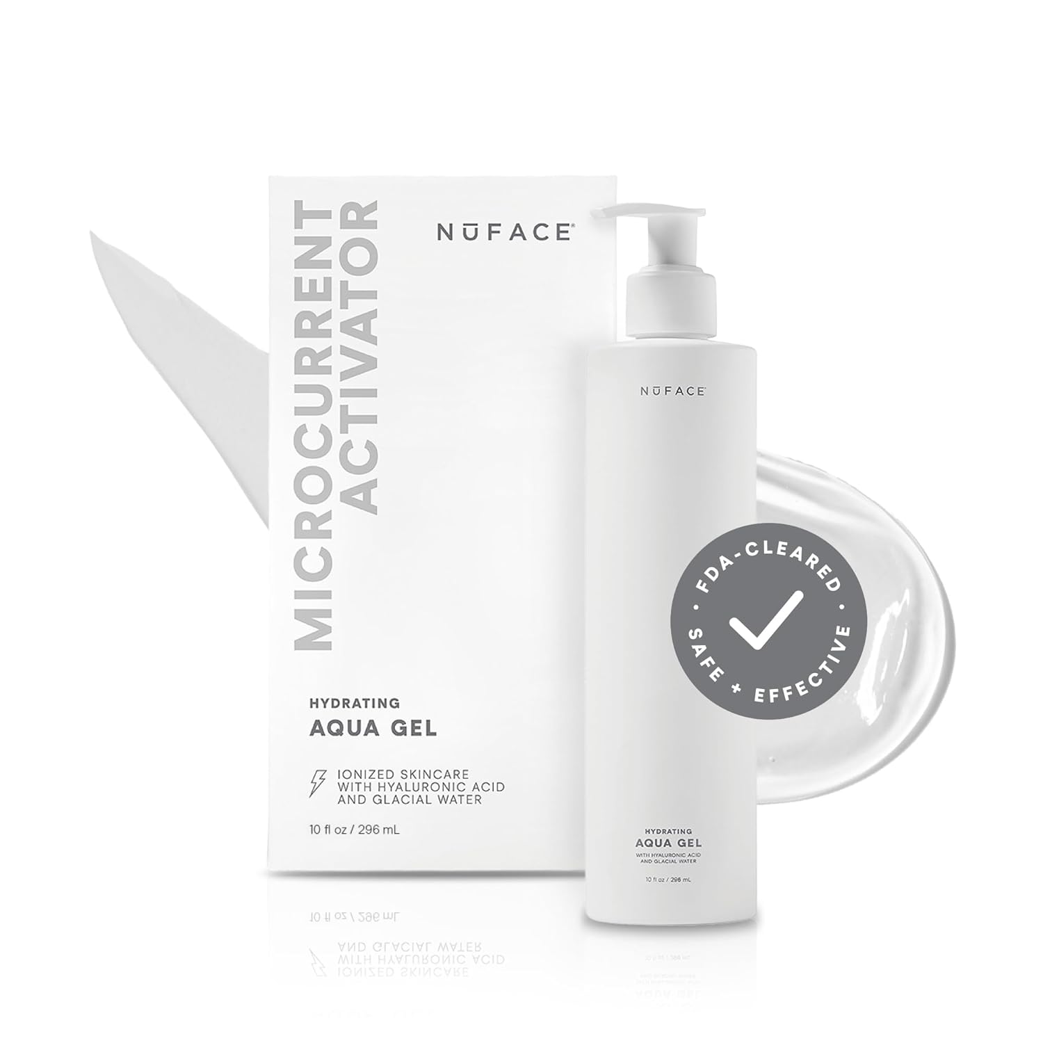 Nuface Aqua Gel Activator - Microcurrent Conductive Gel & Activator Powered By Ionplex & Hyaluronic Acid To Enhance Results Of Nuface Microcurrent Facial Device - Improves Skin Radiance (3.3 Oz)
