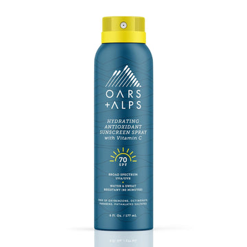 Oars + Alps Hydrating SPF 70 Sunscreen Spray, Infused with Vitamin C and Antioxidants, Water and Sweat Resistant, 6 Oz, 1 Pack