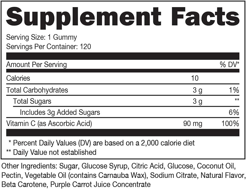 Bucked Up Vitamin C Gummies 90mg, 120 Gummies - Essentials : Health & Household