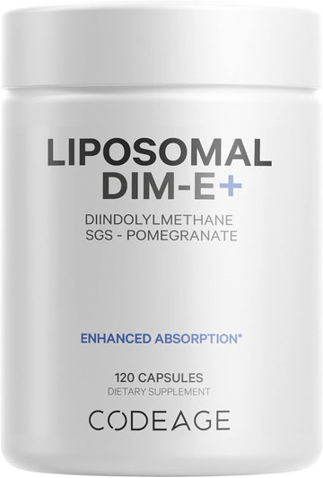 Codeage Liposomal Dim Supplement - Sgs, Pomegranate, Broccoli, Antioxidant Vitamin E Isomers Tocopherols Alpha Beta Gamma Delta - Liposomal Diindolylmethane - Dim Vitamins 4-Month Supply, 120 Capsules