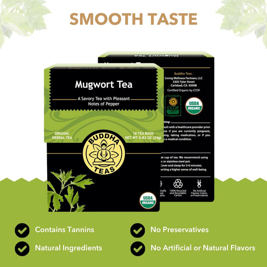 Buddha Teas Organic Mugwort Tea - Ou Kosher, Usda Organic, Ccof Organic, 18 Bleach-Free Tea Bag