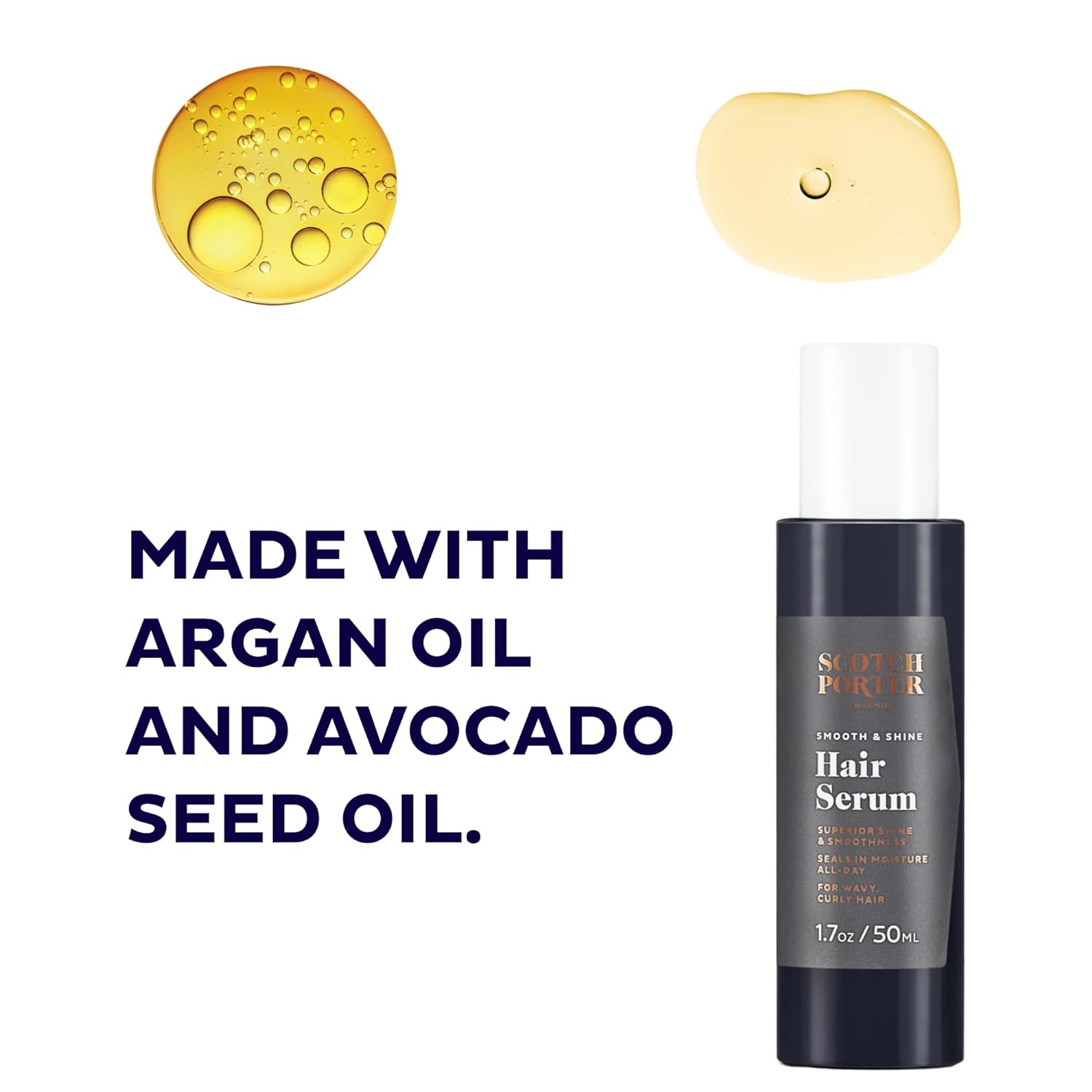 Scotch Porter Smooth & Shine Hair Oil for Men | Seals in Moisture, Detangles & Prevents Frizz | Free of Parabens, Sulfates & Silicones | Vegan | 1.7oz : Beauty & Personal Care