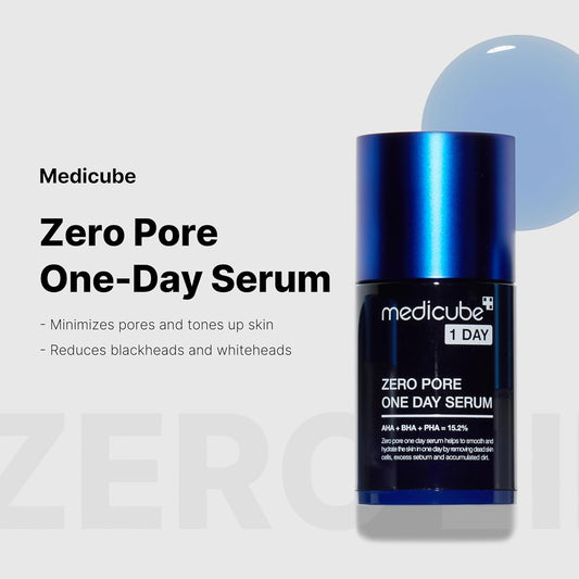 Medicube Zero Pore One-Day Serum 1.01 Fl.Oz - Overnight Resurfacing Serum With Pore Tightening Complex - 15.2% Aha+Bha+Pha & 2% Niacinamide - 10.8% Reduction In Pore Appearance After One Day Of Use