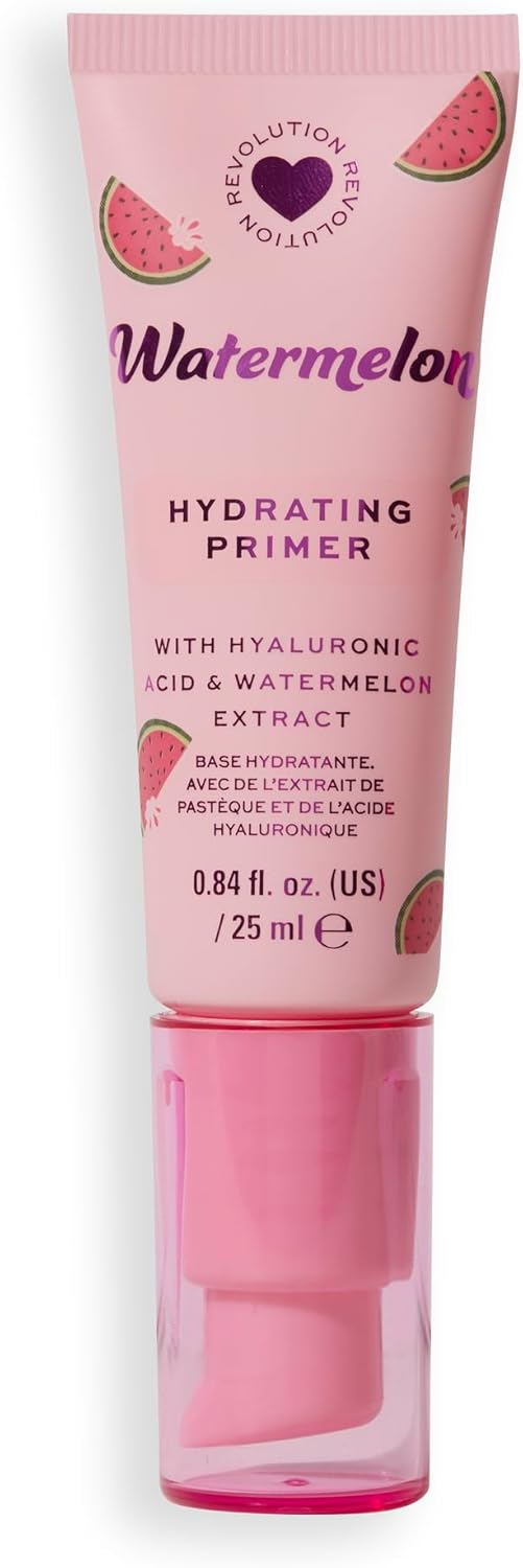 I Heart Revolution Strawberry Glow Primer, Shimmer Formula Infused With Hyaluronic Acid, Vegan & Cruelty-Free, 25Ml