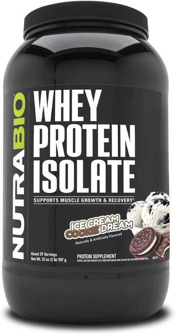 NutraBio Whey Protein Isolate Supplement ? 25g of Protein Per Scoop with Complete Amino Acid Profile - Soy and Gluten Free Protein Powder - Zero Fillers and Non-GMO - Ice Cream Cookie Dream - 2 Lbs