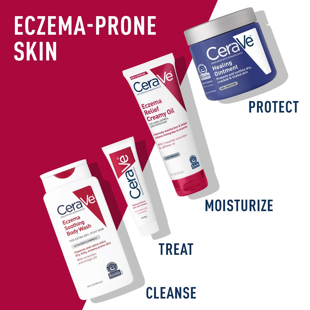 Cerave Eczema Relief Creamy Body Oil | Anti Itch Cream for Eczema & Moisturizer for Dry Skin with Colloidal Oatmeal, Ceramides and Safflower Oil | 8 Ounce : Health & Household