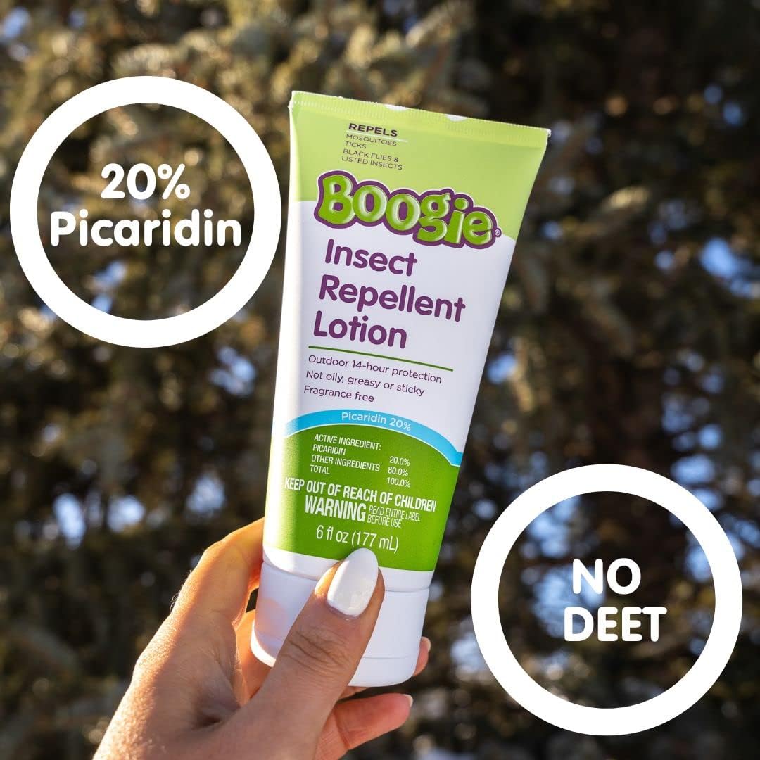 Boogie Insect Repellent Lotion, Keep Mosquitoes, Ticks And Flies Off, Deet Alternative Repellent, Up To 14-Hour Protection, Fragrance-Free, 6 Ounce Odorless Lotion