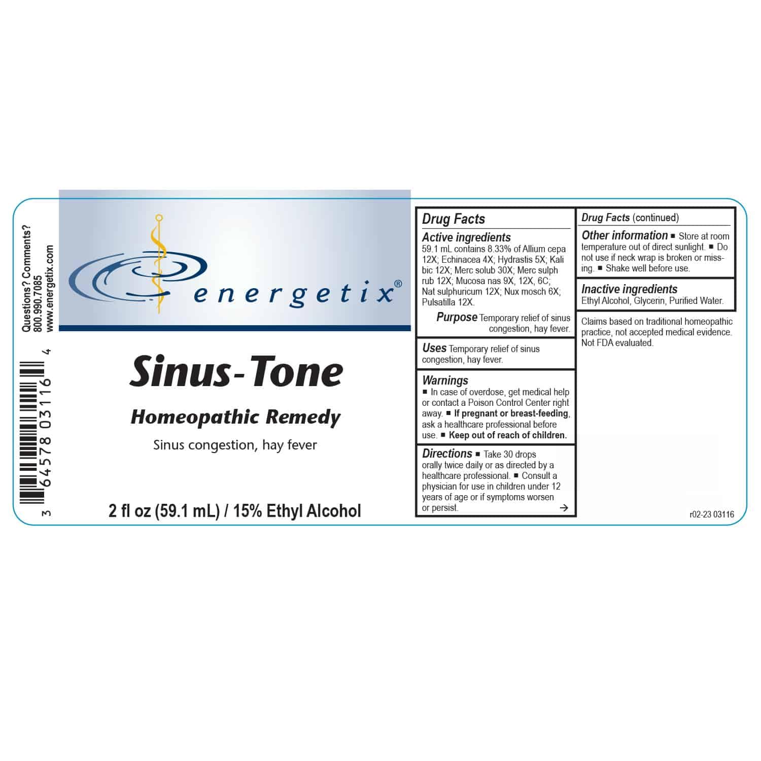 Energetix Sinus Tone : Allergy Medications : Health & Household