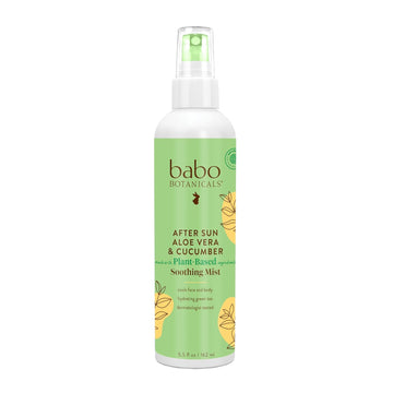 Babo Botanicals After Sun Soothing Mist - Aloe Vera & Cucumber - For Face, Body & Sensitive Skin - Non-Aerosol - No-Touch Application - Ewg Verified - Alcohol-Free - Scented With Cucumber Extract