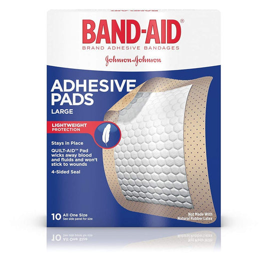 Band-Aid Brand Adhesive Bandages, Large Adhesive Pads, 10-Count Bandages (Pack Of 2)