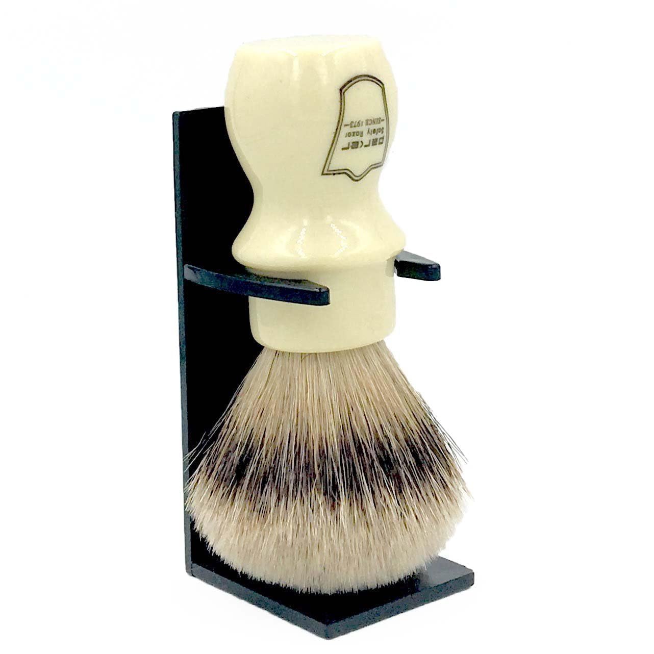 Parker 100% Silvertip Badger Mug Shaving Brush With Brush Stand - Extra Dense And Extra Soft Bristles - Long Handle Is Perfect For Use With Your Shaving Mug (Ivory Color) : Beauty & Personal Care