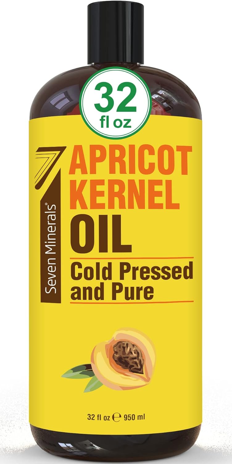 Pure Cold Pressed Apricot Kernel Oil - Big 32 fl oz Bottle - Non-GMO, Hexane Free, Natural & Lightweight Moisturizer for All Skin Types - Perfect Carrier Oil for Massage Therapy and Aromatherapy