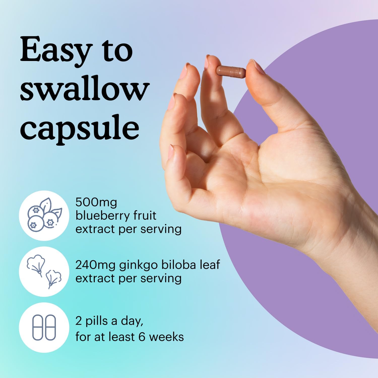 Because Brain Supplement for Memory and Focus, Improve Concentration for Mental Clarity, Cognitive Enhancement, Executive Function, Gluten Free, Non-GMO Capsules - 740mg Serving - 60 Capsules : Health & Household