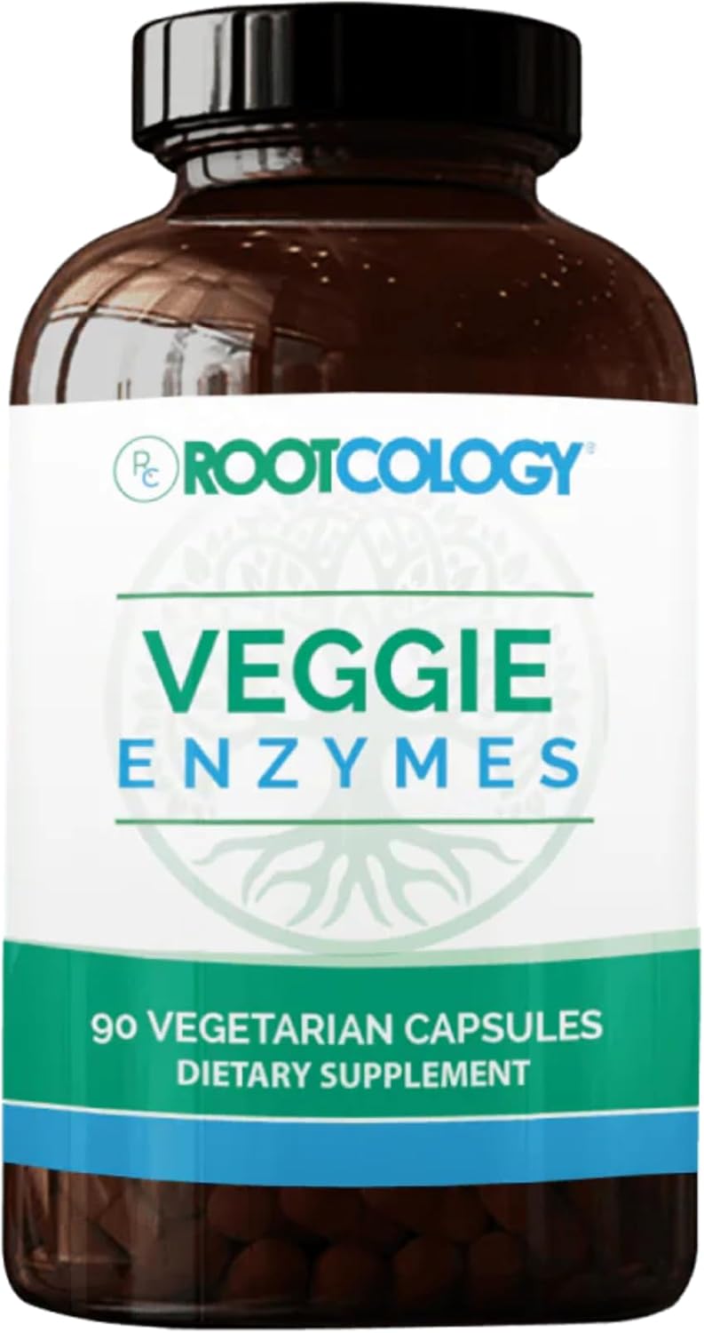 Rootcology By Dr. Izabella Wentz | Veggie Enzymes | 14-Enzyme Blend Formula For Protein, Fat & Carb Digestion | 90 Vegetarian Capsules
