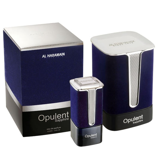 Al Haramain Opulent Sapphire For Unisex - Arabian Perfume For Women & Men - Long Lasting Woody Fragrance - Notes Of Bergamot, Jasmine, Cedar, Amber - Arabic Perfume - Eau De Parfum - 3.4 Oz Edp Spray