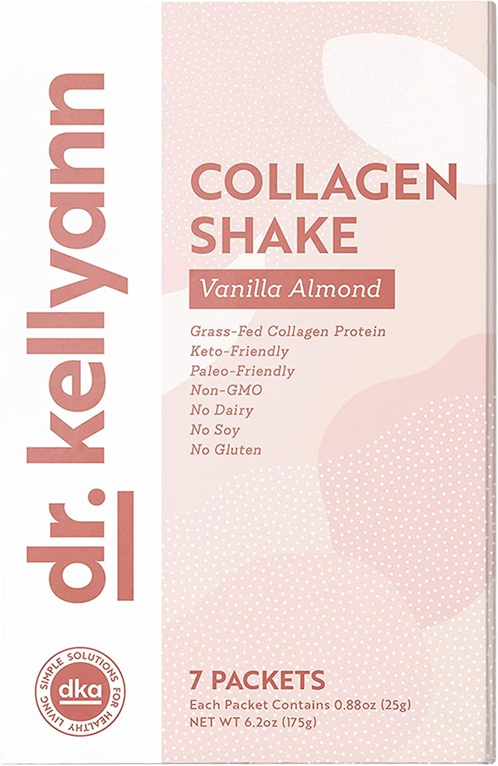 Dr. Kellyann Keto Vanilla Almond Shakes (7 Servings) – Grass-Fed Collagen Protein, Gluten-Free, Non-Gmo, Keto-Friendly, 1 Pack