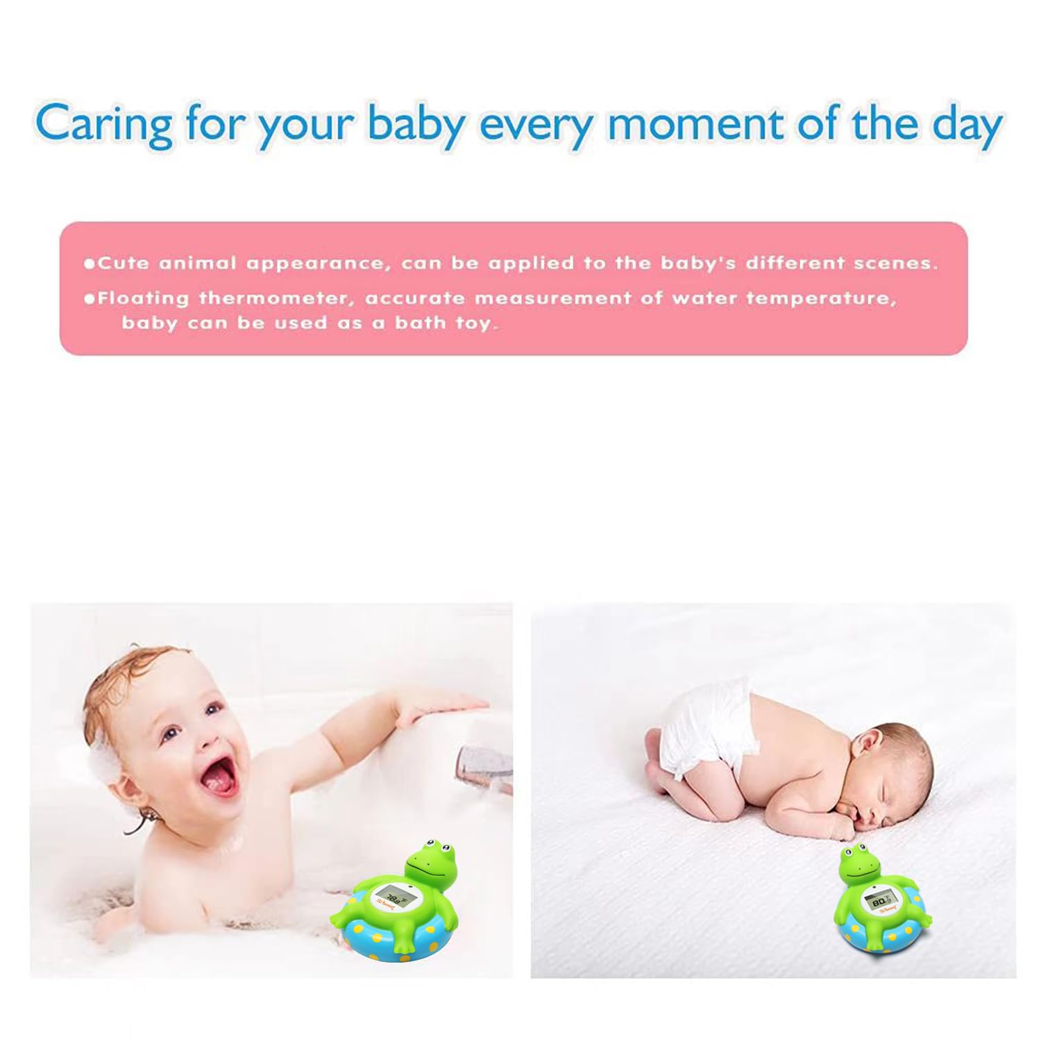 Doli Yearning Baby Bath Thermometer with Room Temperature| Fahrenheit and Celsius|Frog Lovely Shape|Kids' Bathroom Safety Products| Bath Toys… : Baby