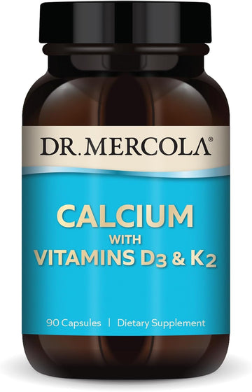 Dr. Mercola Calcium With Vitamins D3 & K2, 90 Servings (90 Capsules), Dietary Supplement, Supports Bone And Organ Health, Non Gmo