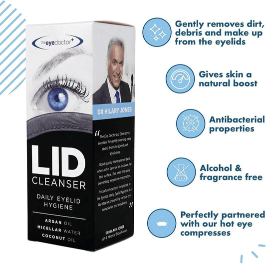 The Eye Doctor Lid Cleanser – Eyelid Cleanser To Remove Debris And Make Up From Eyelids – Suitable For Sensitive Eyes – Contains Argan Oil Coconut Oil And Micellar Water 100Ml