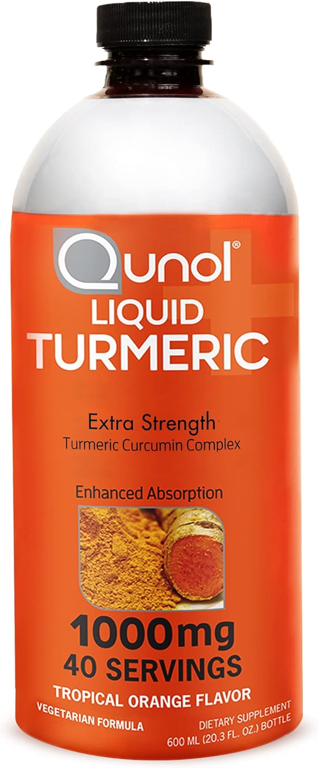 Qunol Liquid Turmeric Curcumin with Black Pepper, Turmeric Supplement 1000mg, Extra Strength, Joint Health, 40 Servings, 20.3 fl oz