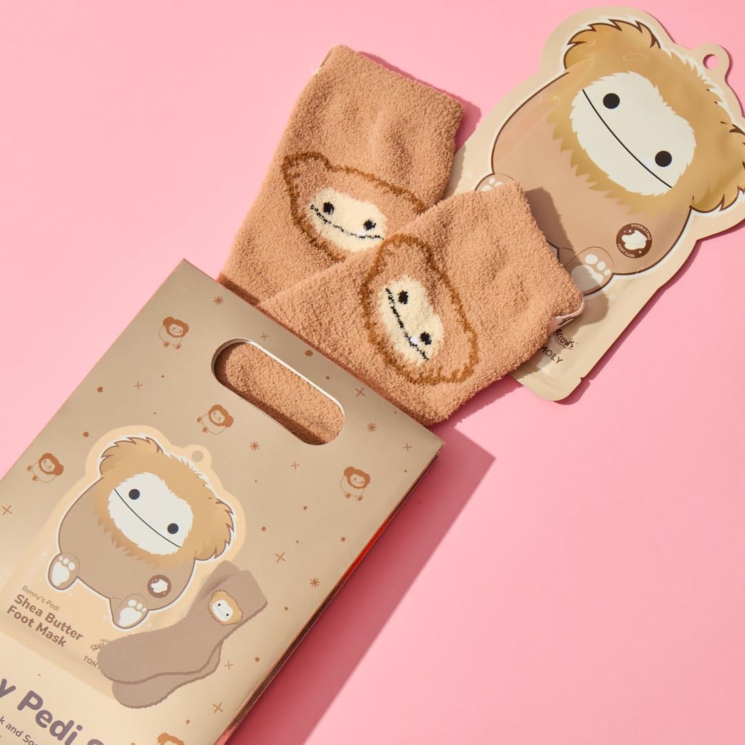 Tonymoly X Squishmallows Benny Pedi Set - Shea Butter Foot Mask With Cozy Benny Socks - Ultimate Foot Pampering Kit