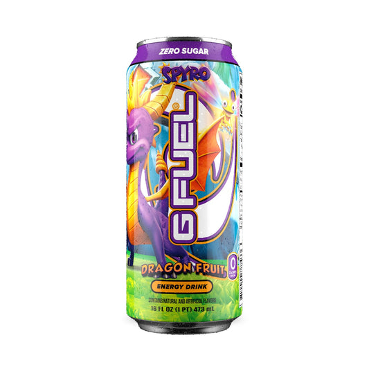 G Fuel Spyro The Dragon Energy Drink, Sugar Free, Healthy Drinks, Zero Calorie, 140 Mg Caffeine Per Carbonated Can, Dragon Fruit Flavor, Focus Amino, Vitamin + Antioxidants Blend - 12 Pack