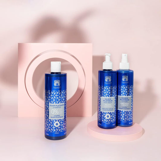 Valquer Silver Platinum Pack: Toning Shampoo 400 Ml, Mask 275 Ml, And Lotion 300 Ml For White, Gray, Blonde, And Gray Hair. Ideal For Bleached Hair With Malakite And Panthenol. Vegan