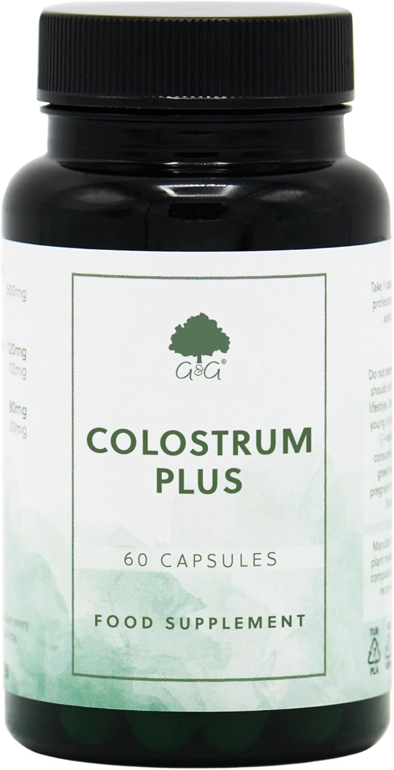 Colostrum Plus Capsules - Bovine Colostrum From Grass-Fed Cows - Min 30% Igg Level - 60 Capsules - G&G Vitamins