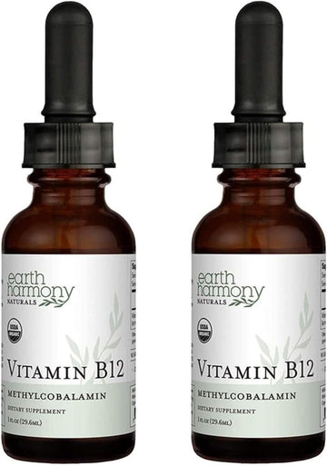 Usda Organic Vitamin B12 2000Mcg Sublingual Liquid Supplement (2-Pack) - Vegan Methylcobalamin Drops For Natural Energy, Maintain Metabolism, And Immune System Support - 1 Fl Oz