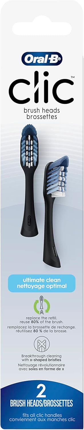 Oral-B Clic Toothbrush Ultimate Clean Replacement Brush Heads, Black, 2 Count