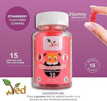 Vitamin B12 Gummies Kids,15 Day Supply, Natural Strawberry Flavour, 30 Chewable Vegan Gummies, Vegetarian Friendly, Energy & Immune System, Kids Vitamin B12 Gummies, Gmo & Gluten Free