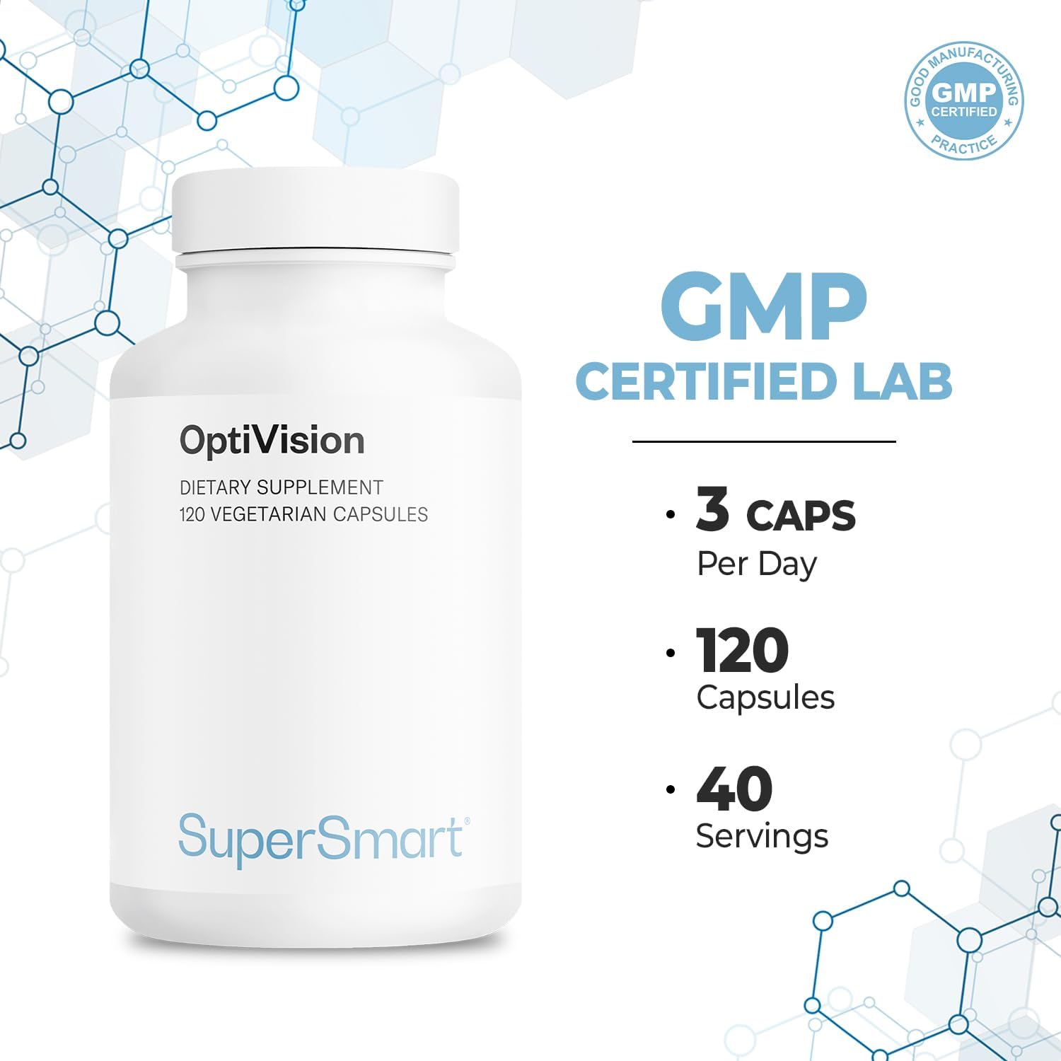 Supersmart - Optivision (Advanced Formula) - With Bilberry Extract, Black Currant, Lutein, Zeaxanthin, Astaxanthin - Eyes Supplement | Non-Gmo & Gluten Free - 120 Vegetarian Capsules : Health & Household