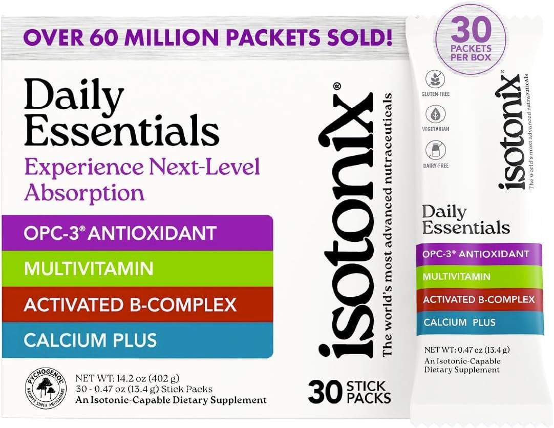 Isotonix Daily Essentials Multivitamin Packets With Opc-3, Multivitamin, B-Complex & Calcium Plus – Gluten-Free, Non-Gmo, Fast Absorption Vitamins For Energy, Immunity, And Bone Health