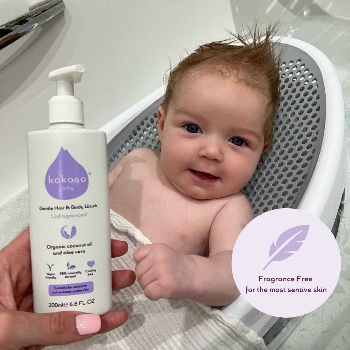 Kokoso - Baby Hair & Body Wash, Unfragranced - Natural Coconut Oil & Aloe Vera - Suitable for Sensitive & Eczema Prone Skin - 98% Naturally Derived, Safe from Birth - 200ml : Amazon.co.uk: Baby Products