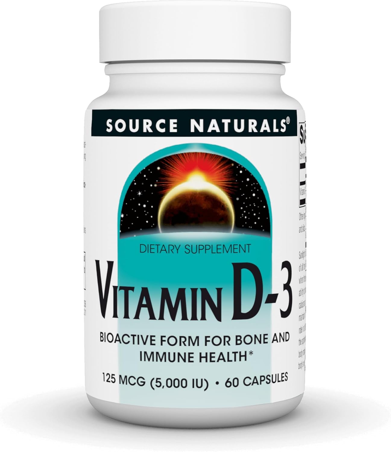Source Naturals Vitamin D-3 Bioactive Form For Bone & Immune Health* 5000 Iu - 60 Capsules