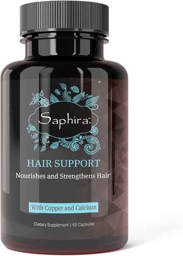 Saphira Hydrating Hair Support Supplement For Dry Damaged Hair With Copper And Calcium, 60 Capsules, 1 Month Supply
