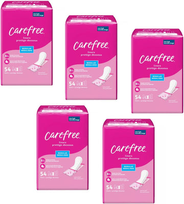 Carefree Acti-Fresh Body Shape Regular To Go Pantiliners - 54 Liners, Pack of 5