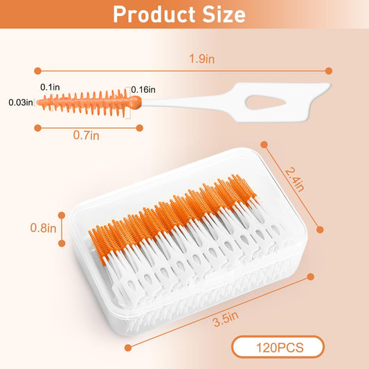 Dual-Use Interdental Brushes, Silicone Tooth Floss Picks Dental Picks Interdental Brush Toothpick Dental Brushes Teeth Brush Picks For Braces Oral Cleaning (120)