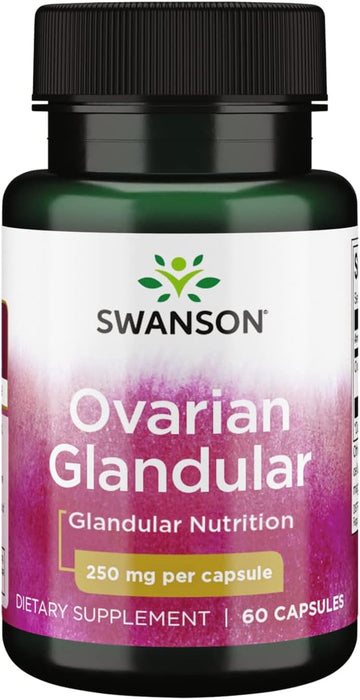 Swanson Ovarian Glandular Supplement - Women'S Glandular Health And Balance Support - Premium Bovine Tissue - 60 Capsules, 250Mg Each