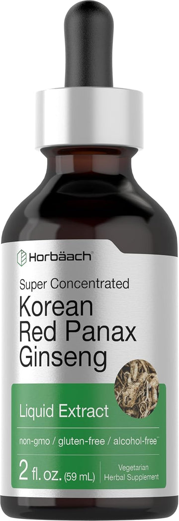 Horbäach Korean Red Ginseng | 2 Fl Oz Liquid Extract | Panax Ginseng | Vegetarian, Non-Gmo, Gluten Free Supplement