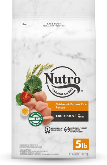 NUTRO NATURAL CHOICE Adult Dry Dog Food, Chicken & Brown Rice Recipe Dog Kibble, 5 lb. Bag