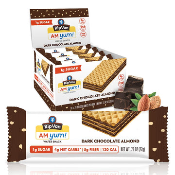 Rip Van Am Yum Dark Chocolate Almond - Keto Healthy Snacks - Non-Gmo - Low Carb & Low Sugar (1G) - Low Calorie - 16 Count